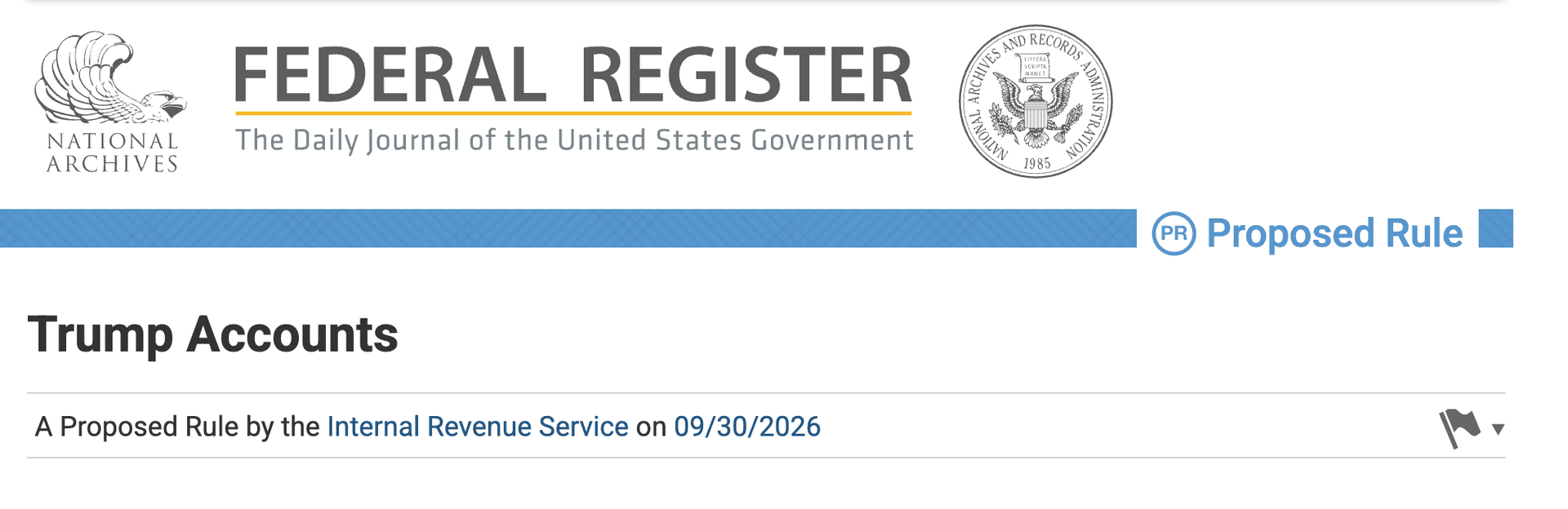 ✍🏻 Federal Register: Trump Accounts